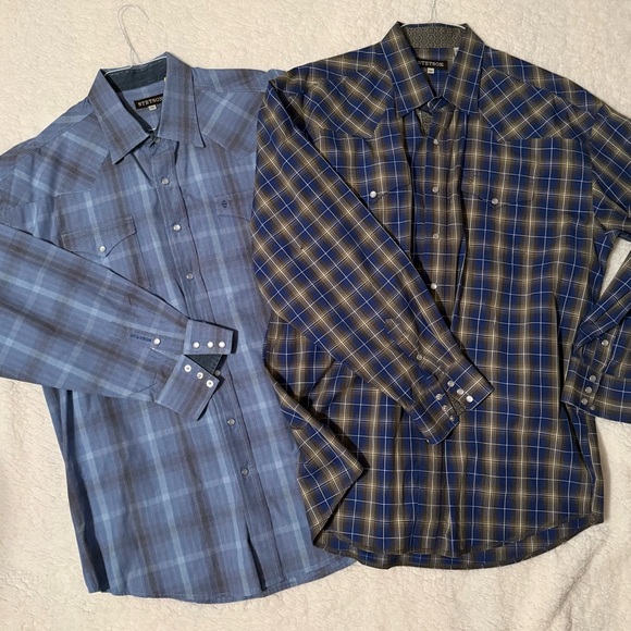 Stetson Other - Stetson Pearl Snap Shirt 2XL Men Western Blue Button Up Rodeo Long sleeve